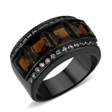 TK3746 IP Black Stainless Steel Ring with Synthetic in Brown - Alamode - Flyclothing LLC