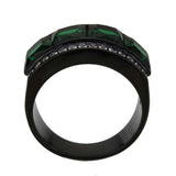 TK3747 IP Black Stainless Steel Ring with Synthetic in Emerald - Alamode - Flyclothing LLC