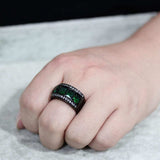 TK3747 IP Black Stainless Steel Ring with Synthetic in Emerald - Alamode - Flyclothing LLC