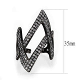 TK3748 IP Black Stainless Steel Ring with AAA Grade CZ in Clear - Alamode - Flyclothing LLC