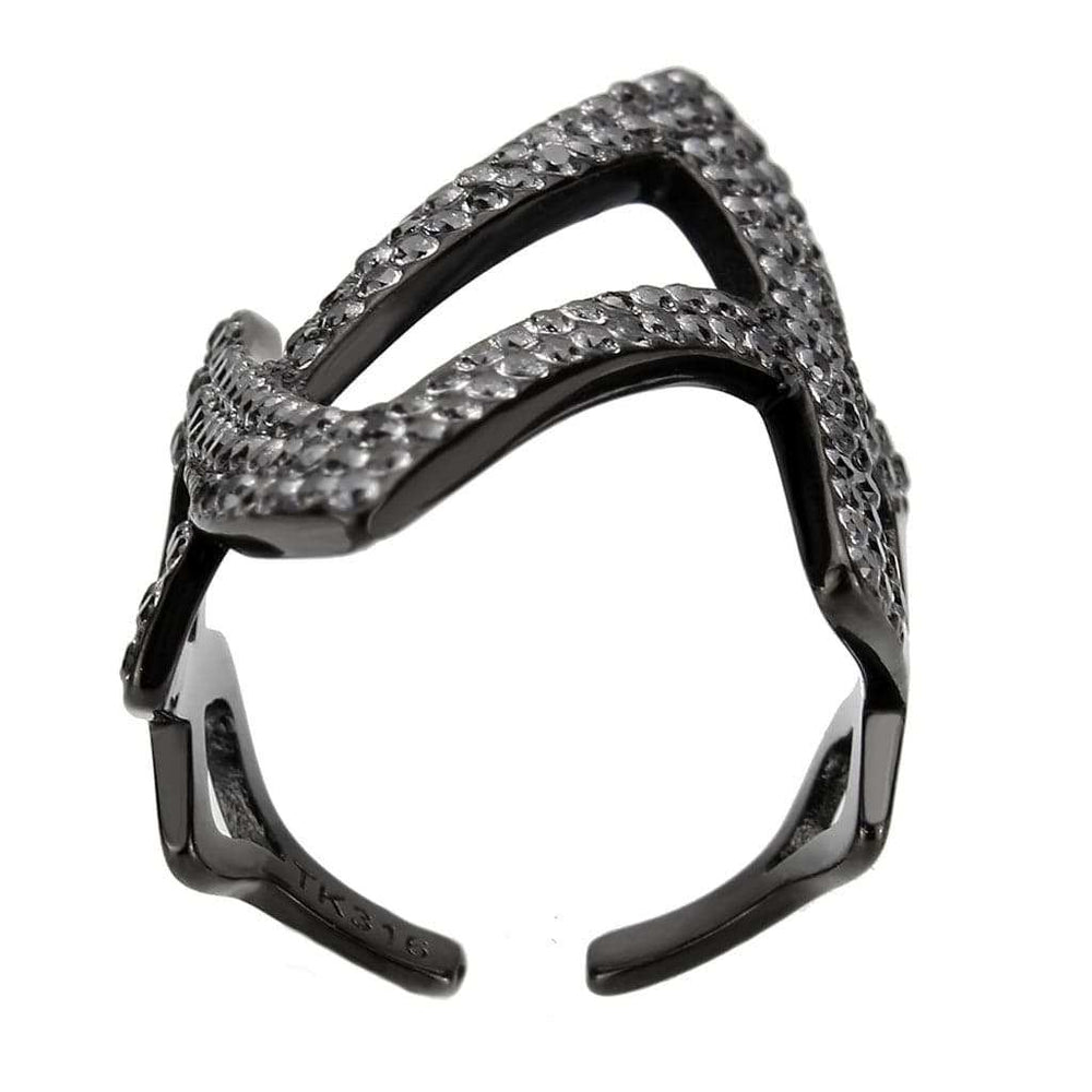 TK3748 IP Black Stainless Steel Ring with AAA Grade CZ in Clear - Alamode - Flyclothing LLC