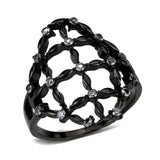 TK3749 IP Black Stainless Steel Ring with AAA Grade CZ in Clear - Alamode - Flyclothing LLC