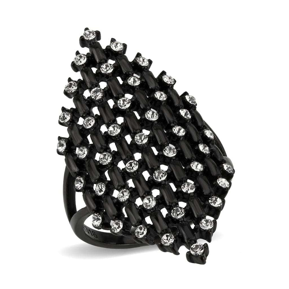 TK3750 IP Black Stainless Steel Ring with Top Grade Crystal in Clear - Alamode - Flyclothing LLC