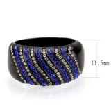 TK3751 IP Black Stainless Steel Ring with AAA Grade CZ in Blue - Alamode - Flyclothing LLC