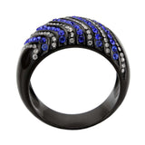 TK3751 IP Black Stainless Steel Ring with AAA Grade CZ in Blue - Alamode - Flyclothing LLC