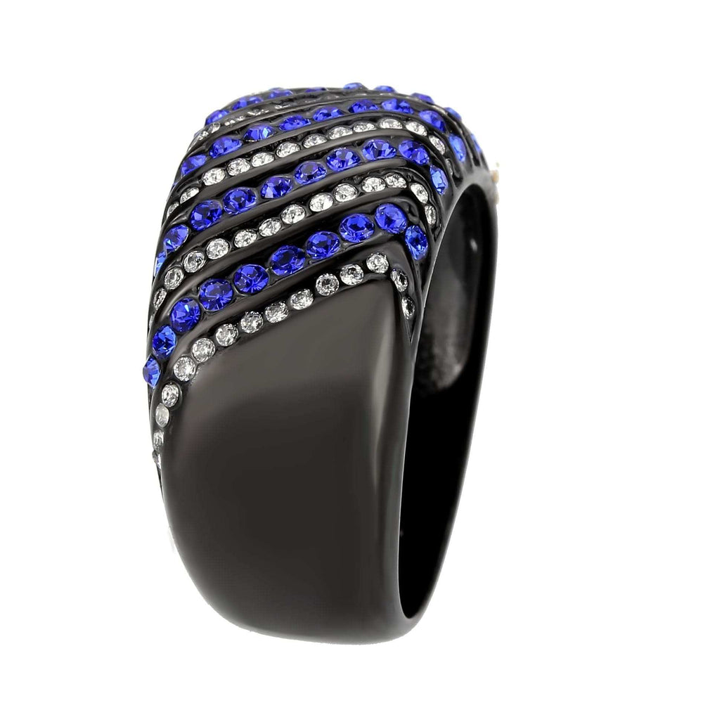 TK3751 IP Black Stainless Steel Ring with AAA Grade CZ in Blue - Alamode - Flyclothing LLC