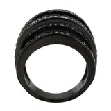 TK3752 IP Black Stainless Steel Ring with AAA Grade CZ in Clear - Alamode - Flyclothing LLC