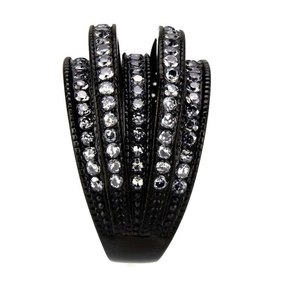 TK3752 IP Black Stainless Steel Ring with AAA Grade CZ in Clear - Alamode - Flyclothing LLC
