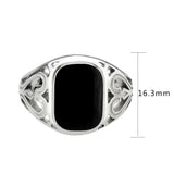 TK3753 High polished Stainless Steel Ring with Epoxy in Jet - Alamode - Flyclothing LLC