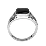 TK3753 High polished Stainless Steel Ring with Epoxy in Jet - Alamode - Flyclothing LLC