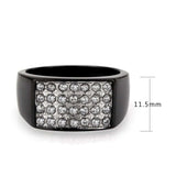 TK3754 IP Black Stainless Steel Ring with AAA Grade CZ in Clear - Alamode - Flyclothing LLC
