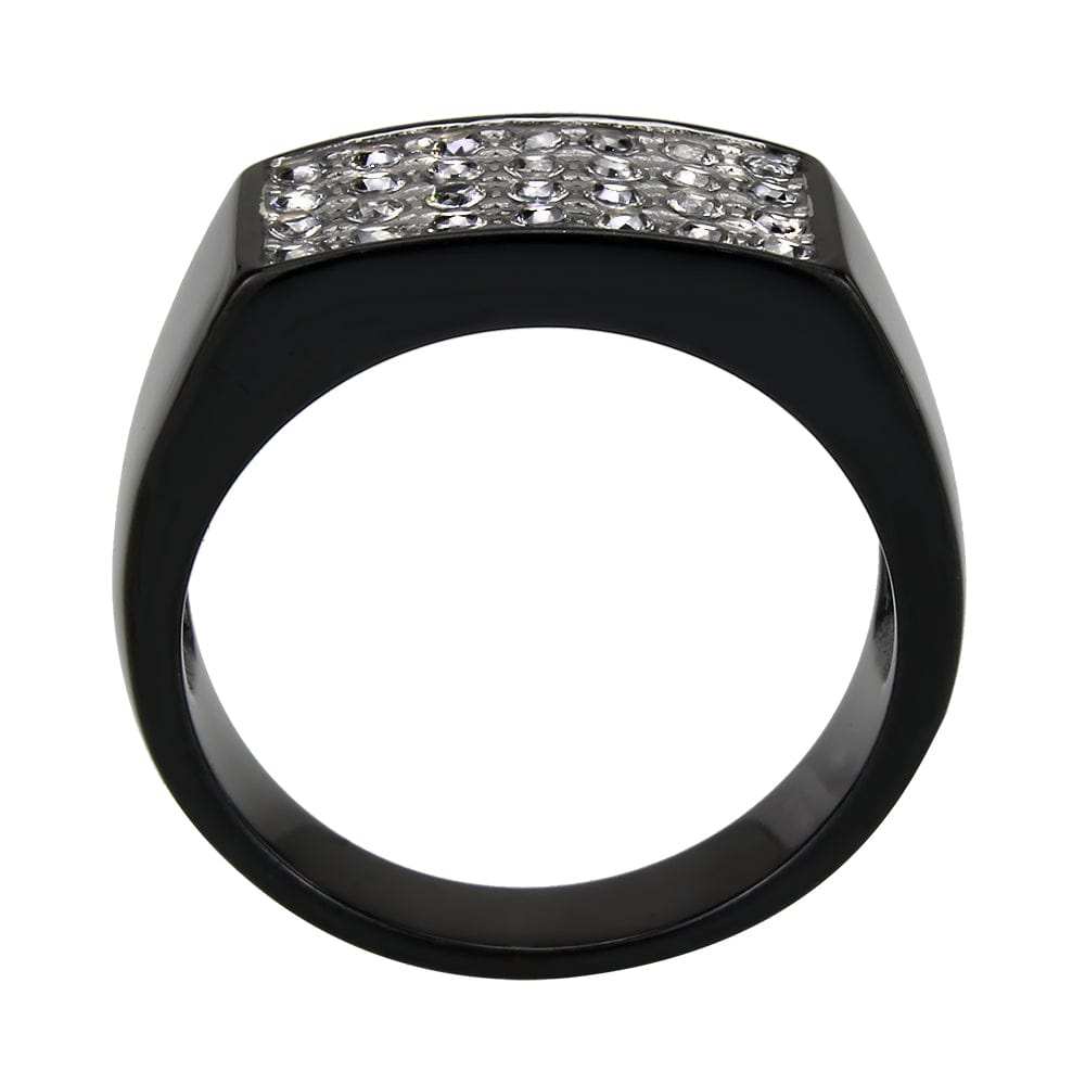 TK3754 IP Black Stainless Steel Ring with AAA Grade CZ in Clear - Alamode - Flyclothing LLC