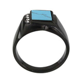 TK3755 IP Black Stainless Steel Ring with Synthetic in Sea Blue - Alamode - Flyclothing LLC