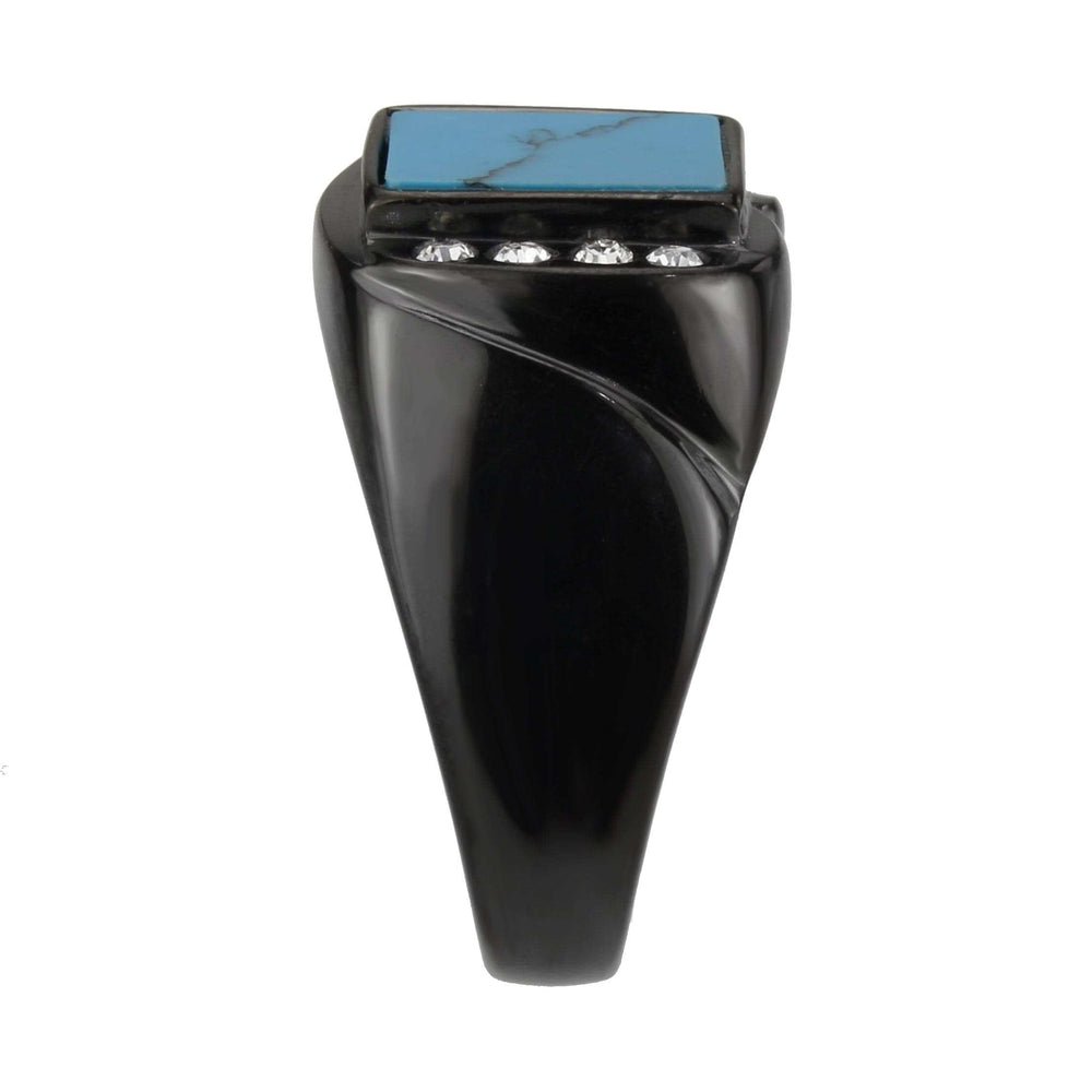 TK3755 IP Black Stainless Steel Ring with Synthetic in Sea Blue - Alamode - Flyclothing LLC