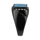 TK3755 IP Black Stainless Steel Ring with Synthetic in Sea Blue - Alamode - Flyclothing LLC