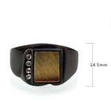TK3756 IP Black Stainless Steel Ring with Synthetic in Topaz - Alamode - Flyclothing LLC