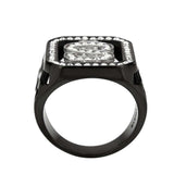 TK3758 - Two Tone IP Black (Ion Plating) Stainless Steel Ring with Top Grade Crystal in Clear - Alamode - Flyclothing LLC