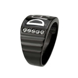 TK3759 - Two Tone IP Black (Ion Plating) Stainless Steel Ring with Top Grade Crystal in Clear - Alamode - Flyclothing LLC