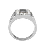 TK3761 - High polished (no plating) Stainless Steel Ring with AAA Grade CZ in Jet - Alamode - Flyclothing LLC