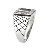 TK3761 - High polished (no plating) Stainless Steel Ring with AAA Grade CZ in Jet - Alamode - Flyclothing LLC