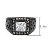 TK3763 - IP Black (Ion Plating) Stainless Steel Ring with AAA Grade CZ in Clear - Alamode - Flyclothing LLC