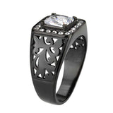 TK3763 - IP Black (Ion Plating) Stainless Steel Ring with AAA Grade CZ in Clear - Alamode - Flyclothing LLC