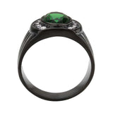 TK3764 - IP Black (Ion Plating) Stainless Steel Ring with Synthetic in Emerald - Alamode - Flyclothing LLC