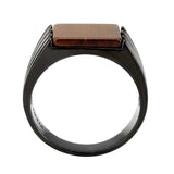 TK3766 - IP Black (Ion Plating) Stainless Steel Ring with Semi-Precious in Topaz - Alamode - Flyclothing LLC
