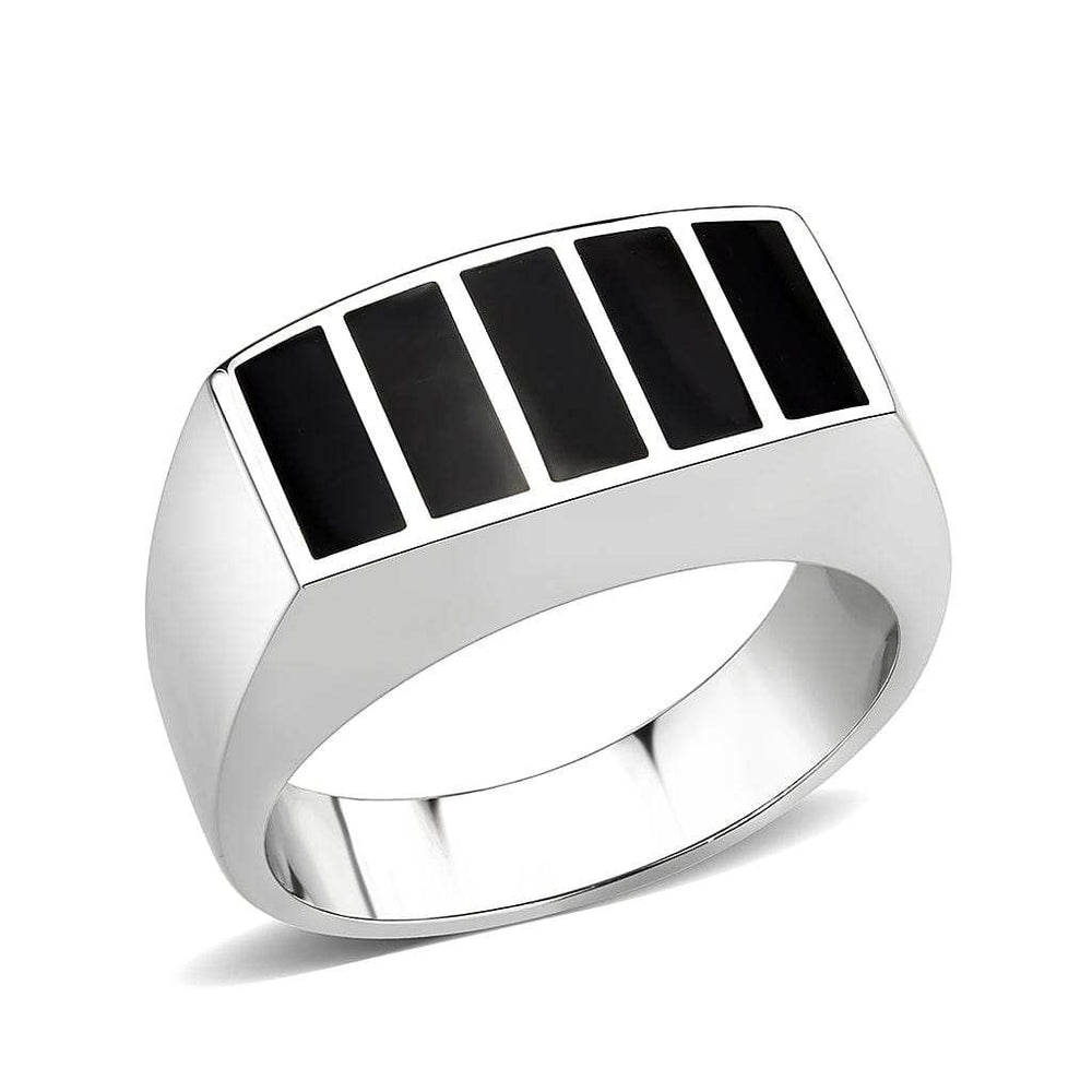 TK3767 - High polished (no plating) Stainless Steel Ring with Epoxy in Jet - Alamode - Flyclothing LLC