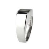 TK3767 - High polished (no plating) Stainless Steel Ring with Epoxy in Jet - Alamode - Flyclothing LLC