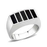 TK3767 - High polished (no plating) Stainless Steel Ring with Epoxy in Jet - Alamode - Flyclothing LLC