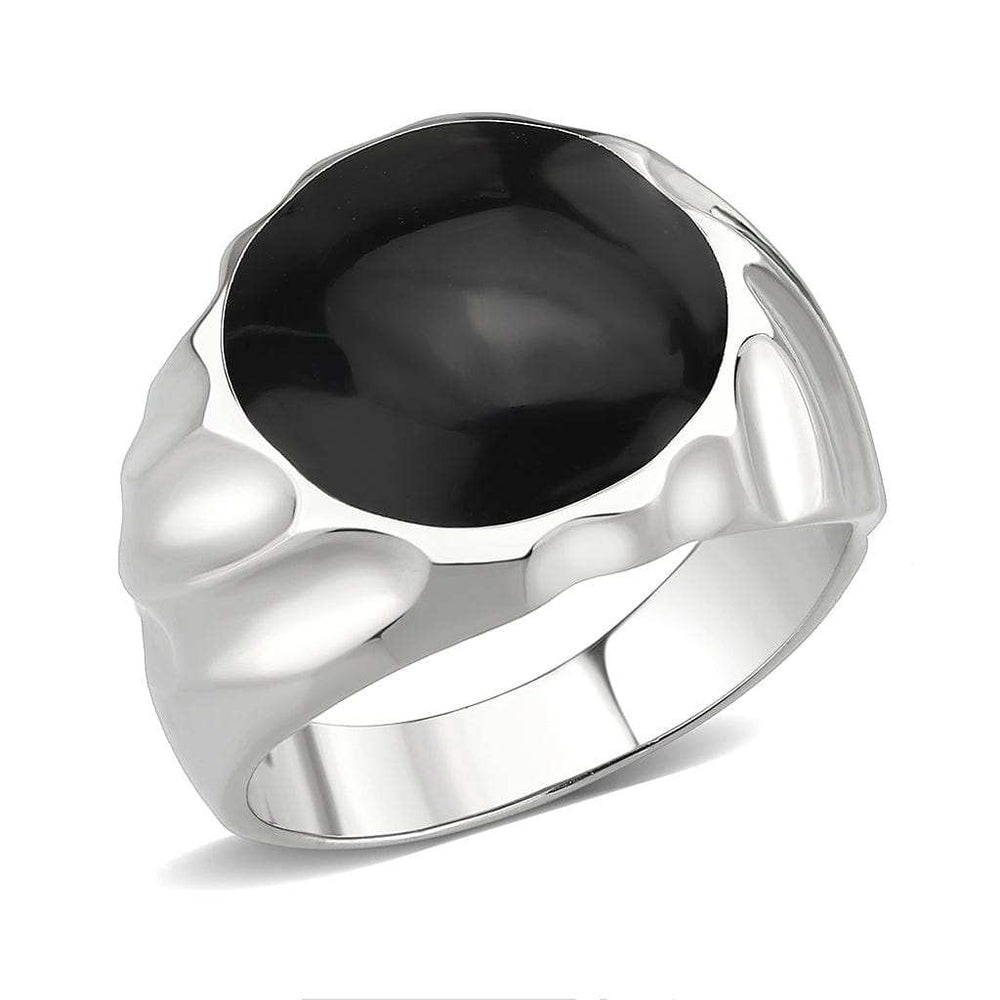 TK3768 - High polished (no plating) Stainless Steel Ring with Epoxy in Jet - Alamode - Flyclothing LLC