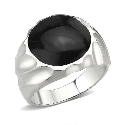 TK3768 - High polished (no plating) Stainless Steel Ring with Epoxy in Jet - Alamode - Flyclothing LLC