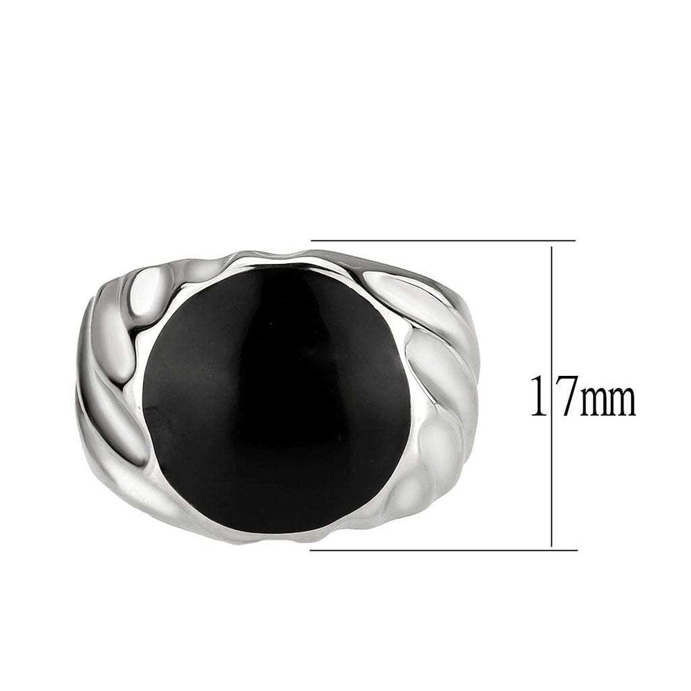 TK3768 - High polished (no plating) Stainless Steel Ring with Epoxy in Jet - Alamode - Flyclothing LLC