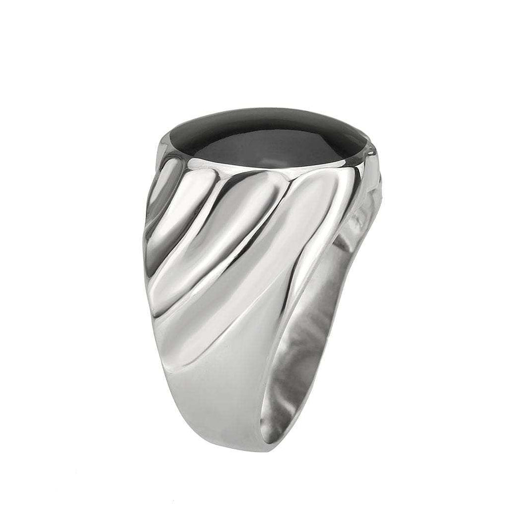 TK3768 - High polished (no plating) Stainless Steel Ring with Epoxy in Jet - Alamode - Flyclothing LLC