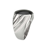 TK3768 - High polished (no plating) Stainless Steel Ring with Epoxy in Jet - Alamode - Flyclothing LLC
