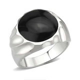 TK3768 - High polished (no plating) Stainless Steel Ring with Epoxy in Jet - Alamode - Flyclothing LLC