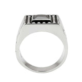 TK3769 - High polished (no plating) Stainless Steel Ring with AAA Grade CZ in Jet - Alamode - Flyclothing LLC