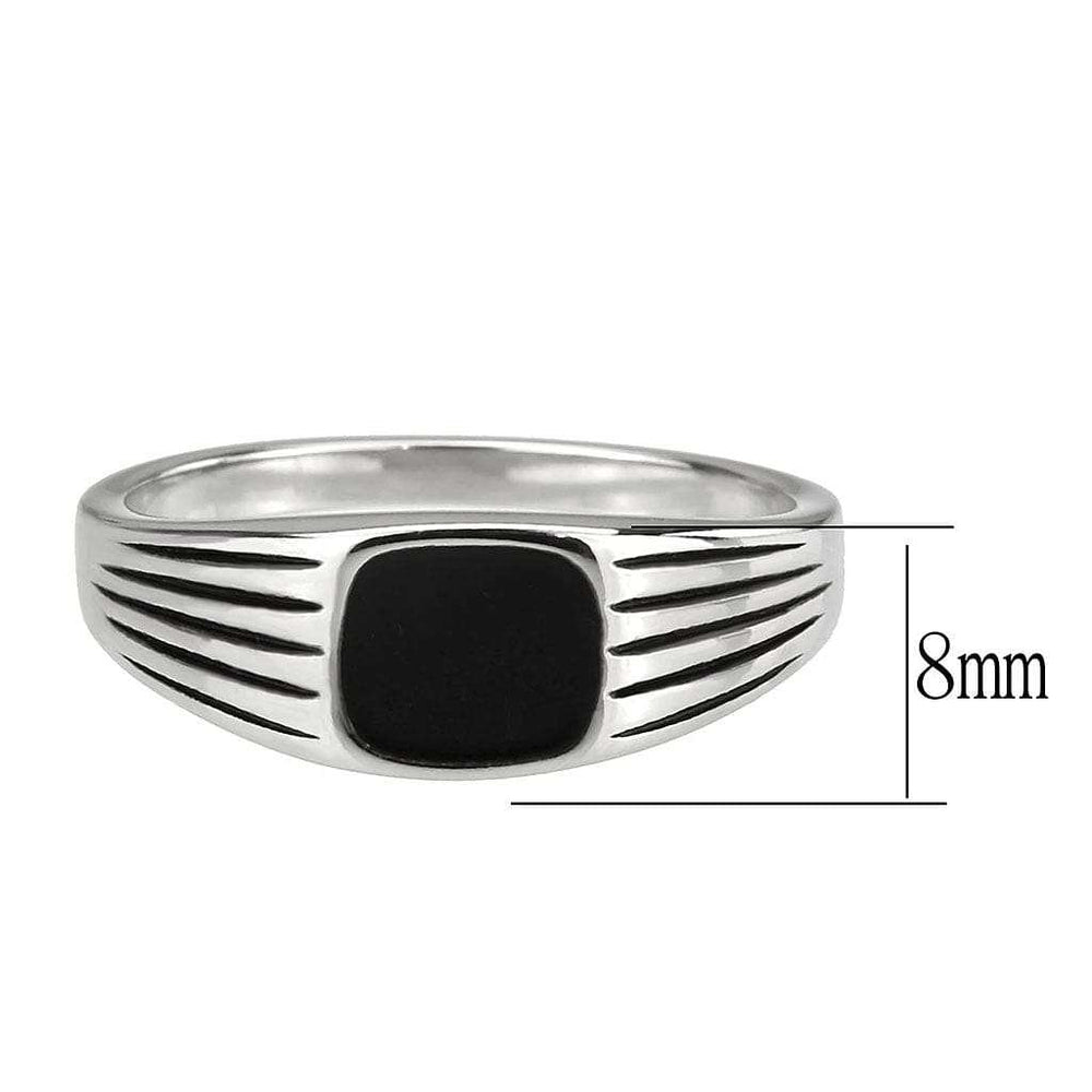 TK3772 - High polished (no plating) Stainless Steel Ring with Epoxy in Jet - Alamode - Flyclothing LLC