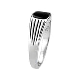 TK3772 - High polished (no plating) Stainless Steel Ring with Epoxy in Jet - Alamode - Flyclothing LLC