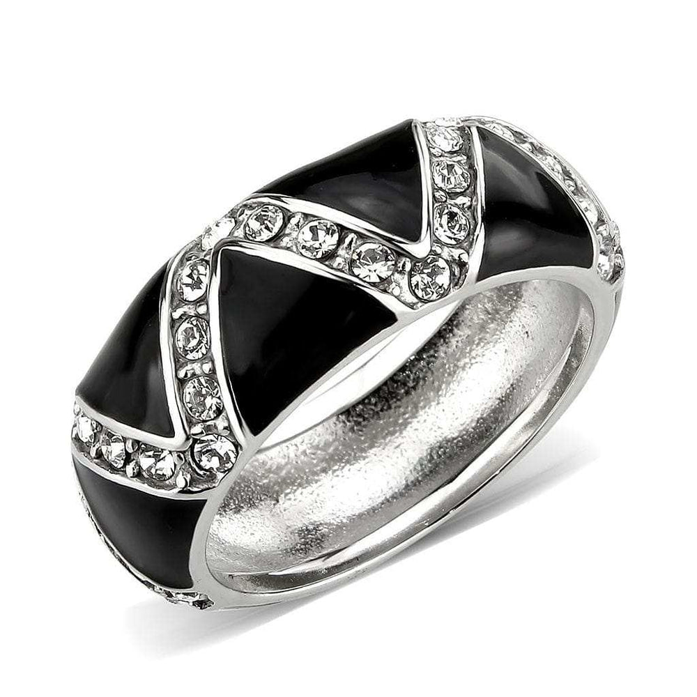 TK3773 - High polished (no plating) Stainless Steel Ring with Top Grade Crystal in Clear - Alamode - Flyclothing LLC
