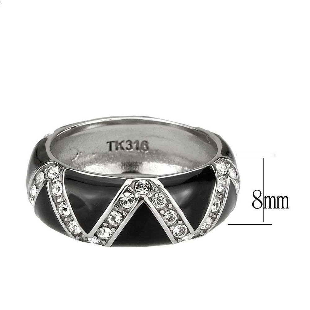 TK3773 - High polished (no plating) Stainless Steel Ring with Top Grade Crystal in Clear - Alamode - Flyclothing LLC