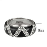 TK3773 - High polished (no plating) Stainless Steel Ring with Top Grade Crystal in Clear - Alamode - Flyclothing LLC