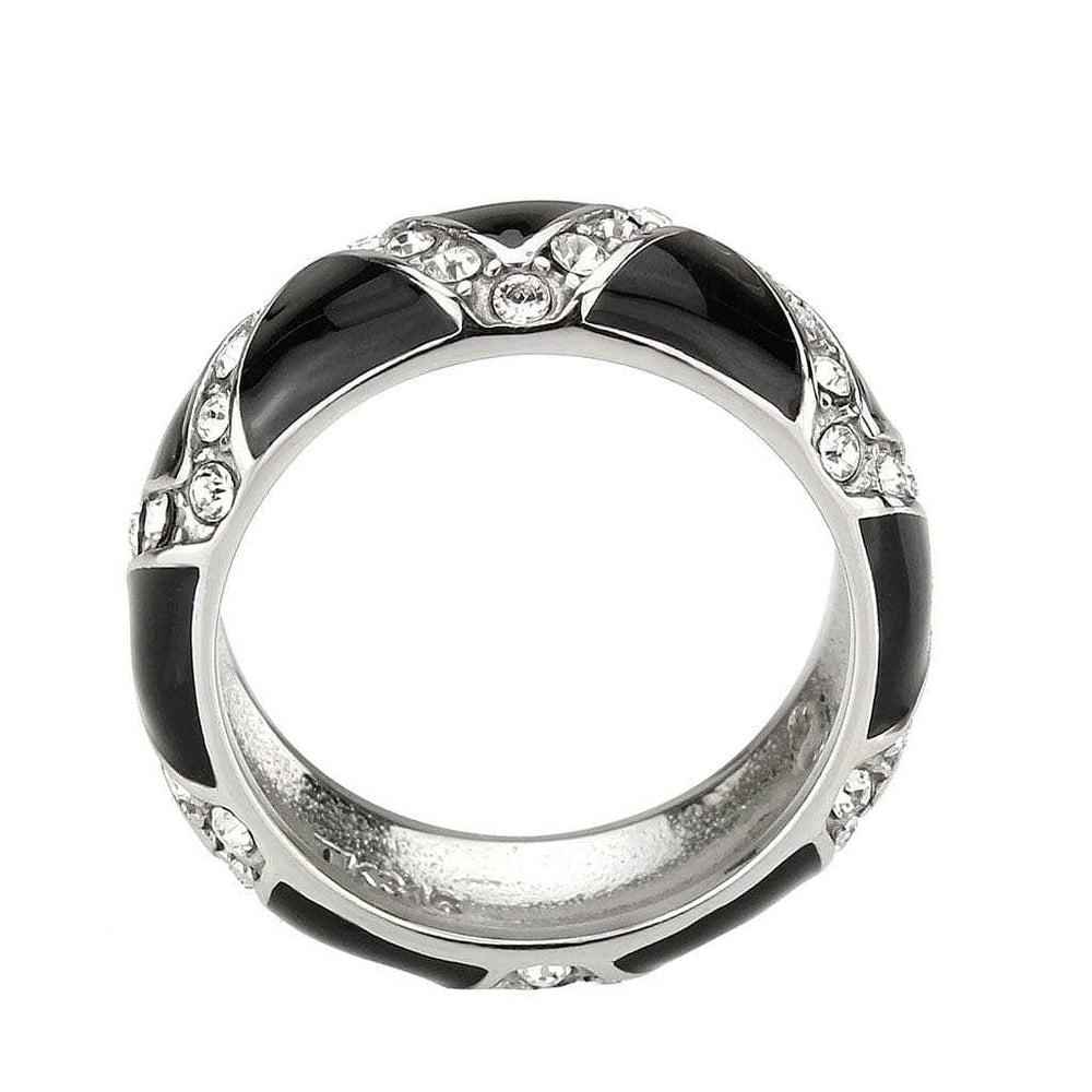 TK3773 - High polished (no plating) Stainless Steel Ring with Top Grade Crystal in Clear - Alamode - Flyclothing LLC