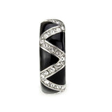 TK3773 - High polished (no plating) Stainless Steel Ring with Top Grade Crystal in Clear - Alamode - Flyclothing LLC