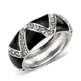 TK3773 - High polished (no plating) Stainless Steel Ring with Top Grade Crystal in Clear - Alamode - Flyclothing LLC