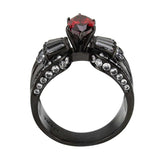 TK3776 - IP Black (Ion Plating) Stainless Steel Ring with AAA Grade CZ in Garnet - Alamode - Flyclothing LLC