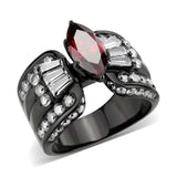 TK3776 - IP Black (Ion Plating) Stainless Steel Ring with AAA Grade CZ in Garnet - Alamode - Flyclothing LLC