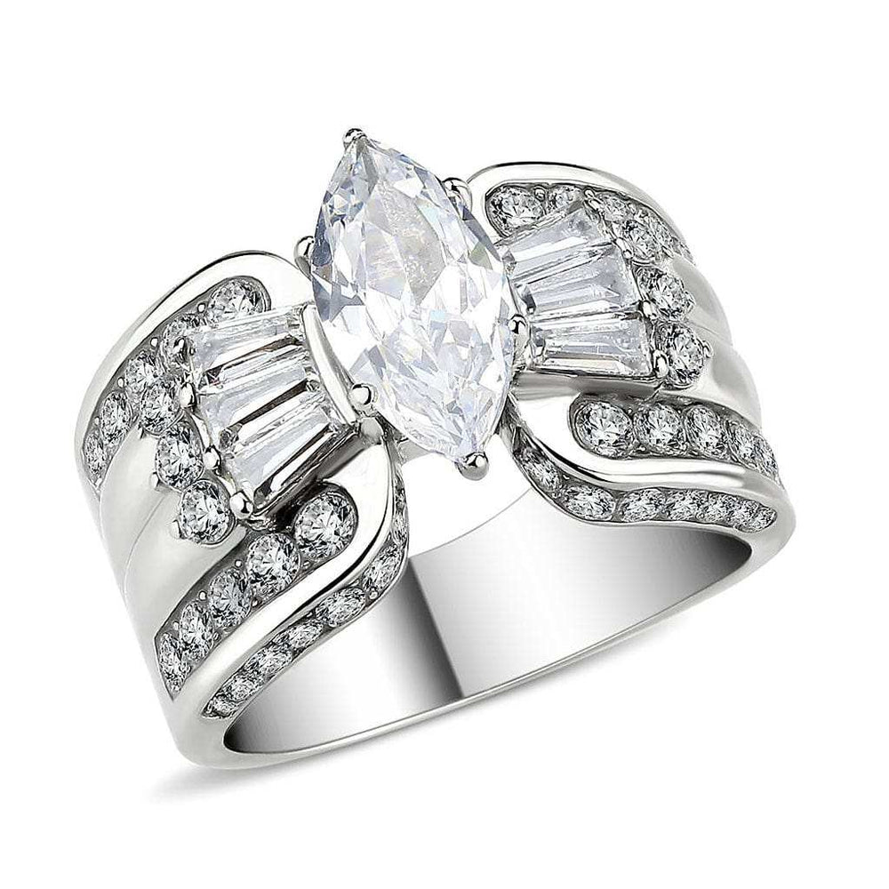 TK3777 - High polished (no plating) Stainless Steel Ring with AAA Grade CZ in Clear - Alamode - Flyclothing LLC