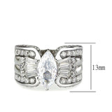 TK3777 - High polished (no plating) Stainless Steel Ring with AAA Grade CZ in Clear - Alamode - Flyclothing LLC